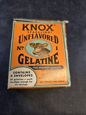 KNOX Sparkling Unflavored No. 1 Gelatine Vintage Box w 3 Envelopes