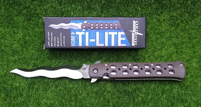 Cold Steel 4'' Ti-Lite Kris Blade Plain Edge Curvy Knife, Dark Earth - 26SK4