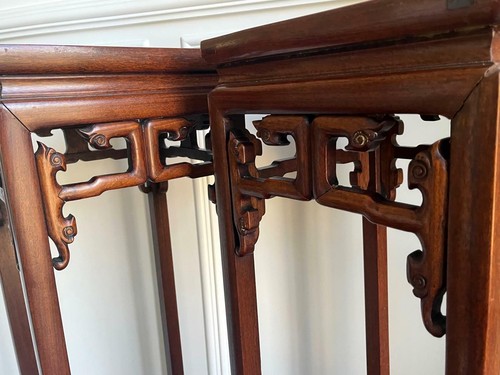 Pair of Antique Chinese Wood Stands Pedestal Table - Picture 12 of 12