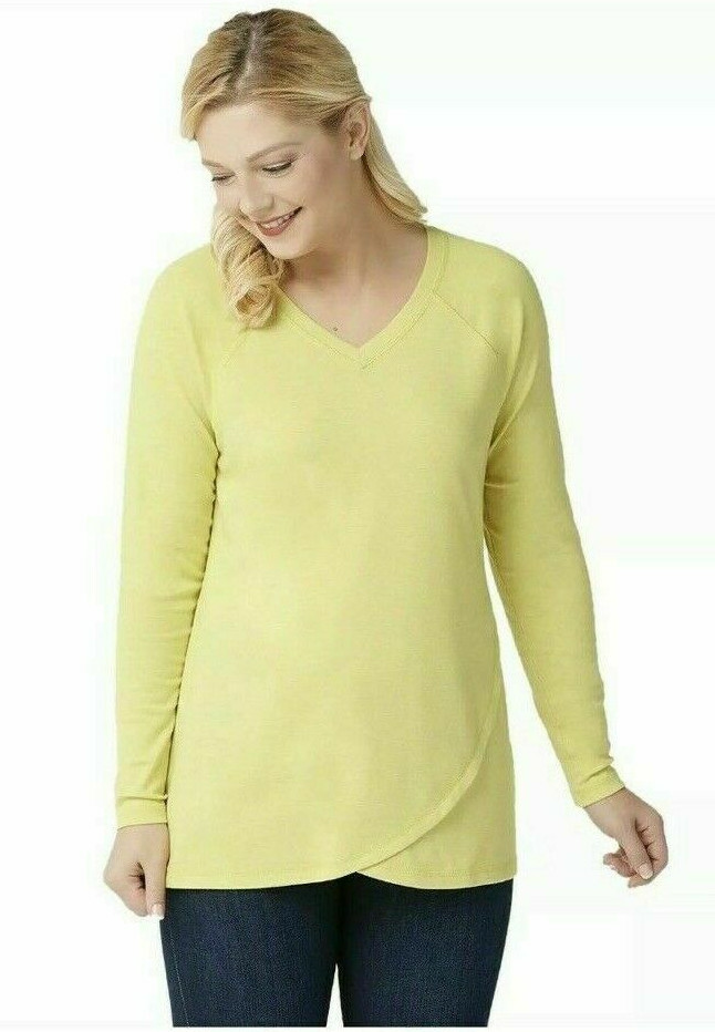 Вязаный топ Isaac Mizrahi SOHO с регланом и подолом в виде тюльпана,Heather Citrus,S.