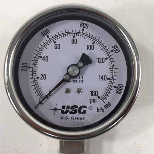 Ametek USG 656639CA3ED3A00 Pressure Gauge 0-160PSI 1/2" NPT LM 100mm 356215 - Picture 5 of 7