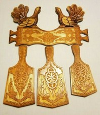 Hand Carved Wooden 4 Piece Ornate Wall Hanging Wall Art