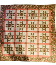 Machine quilted cotton Ohio Star wall hanging, table topper, or throw 68" x 68"