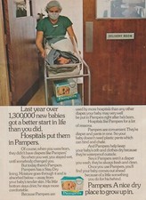 1974 Pampers Diapers - Hospital Nurse Delivery Room Newborn Baby -Print Ad Photo
