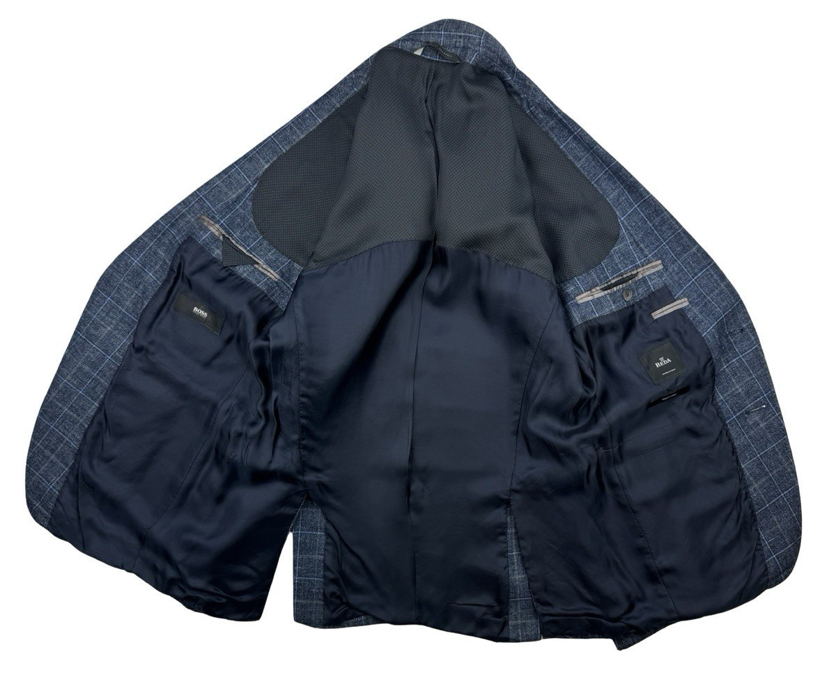 Hugo Boss Hutson3 Linen Wool Blend Sport Coat Windowpane Blue Size US 40 R thumbnail 3