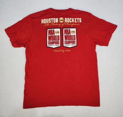 Adidas Houston Rockets NBA Champions Short Sleeve Red Casual Y2K T-Shirt Size XL