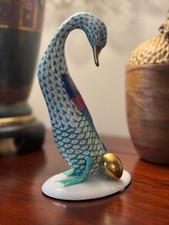 Vintage Herend Hungary Porcelain Large Goose with Gold Egg