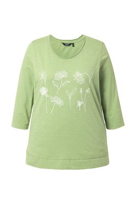 Ulla Popken Damen große Größen Shirt Blüten Classic Rundhals 3 4 Arm 845829