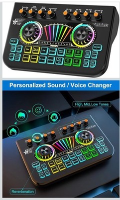 Gaming Audio Mixer,Streaming Mixer with Audio Interface BT Sound Board Voice Cha