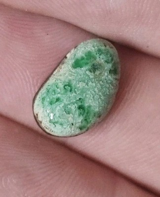 Apple Green And White Carico Lake Turquoise Cab. 3.70ct. Vintage Natural