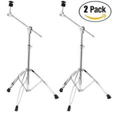 2 Pack Cymbal Straight Boom Stand Double Braced Heavy Duty Thicken Alloy Holder