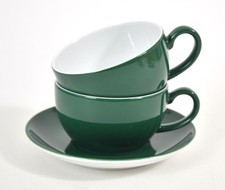 2 x Dibbern Solid Color Kaffeetasse Teetasse Tannengrün Dunkelgrün 0,25 L Set