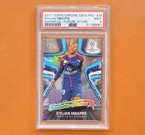 2017-18 Topps Chrome UEFA Kylian Mbappe Future Stars PSA 9, PSG