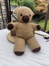 Vintage Teddy Bear Felt Pads Amber Eyes unjointed Stuffed Plush Toy 20&rdquo;