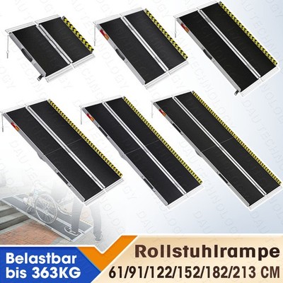 Rollstuhlrampe 61-213cm rutschfeste Aluminium Klappbar Rollstuhl Rampe Schwarz