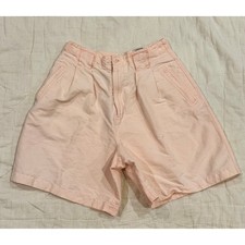 Vintage 80s In-Force INC Pink High Waist Pleated Shorts Button Tab Waist Sz11/12