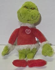 Aurora Dr. Seuss 2021 Plush Grinch in Santa Outfit w/ Heart Stuffed Animal 13"