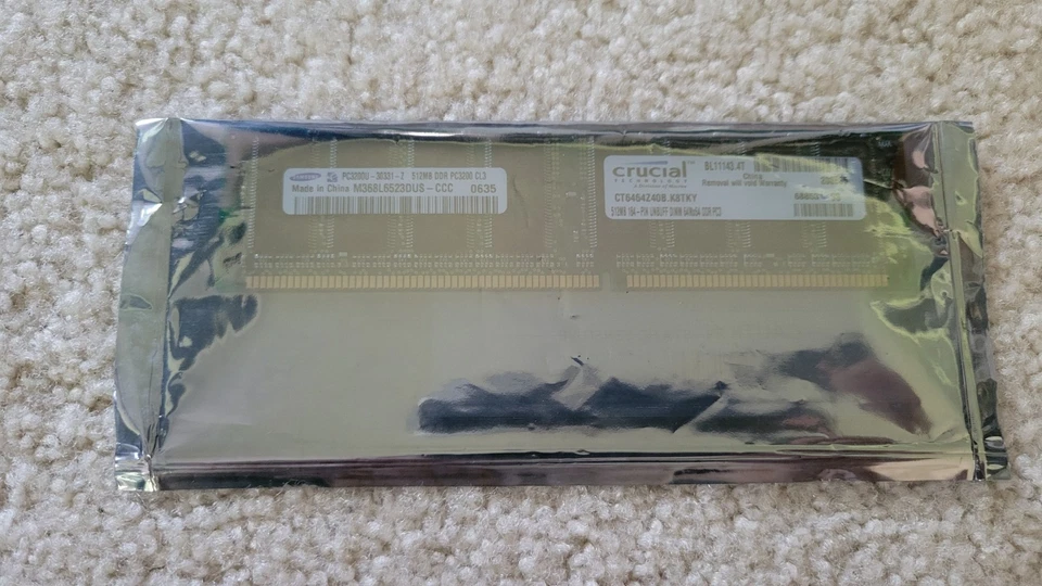NEW Crucial 1GB Kit (2x512MB) DDR-400 PC3200 RAM Memory Module CT6464Z40B.K8TKY - Image 3 of 4