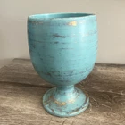 McCoy Mid-Century Modern Ceramic Goblet Vintage Pottery Turquoise Blue Gold