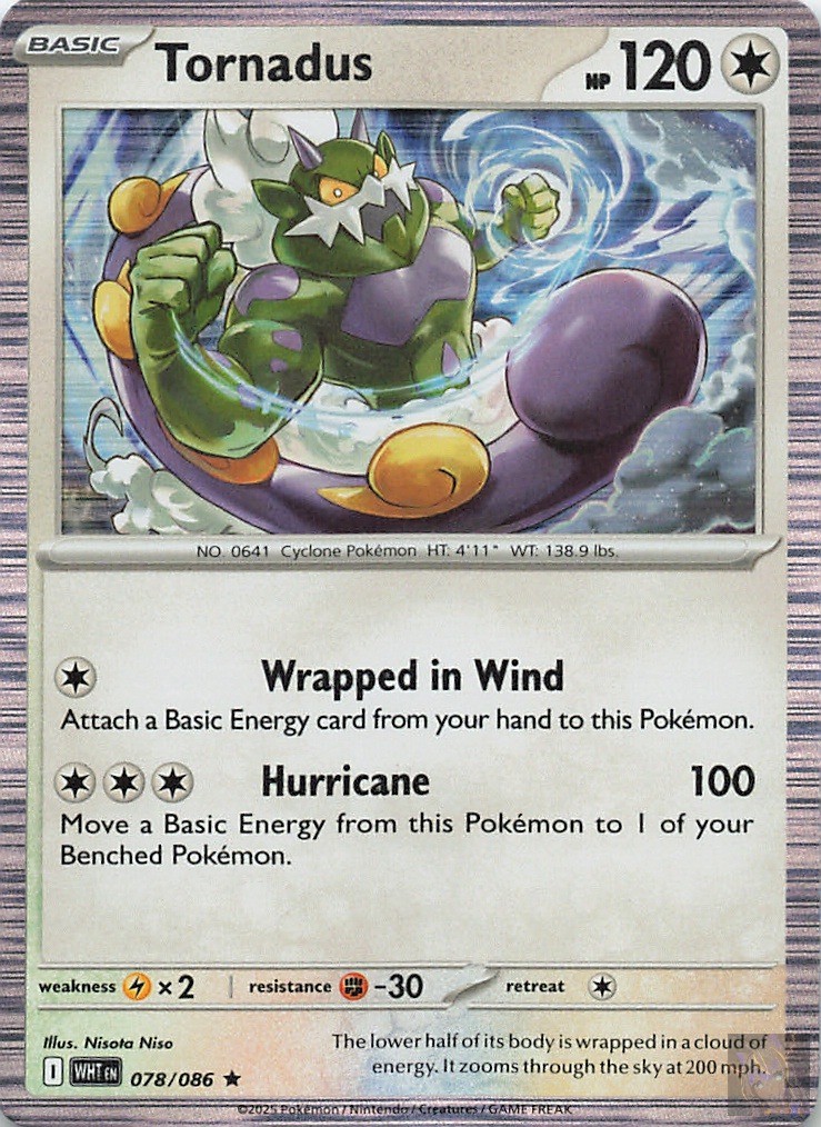 Tornadus 078/086 White Flare Pokemon Reverse Holo Lightly Played