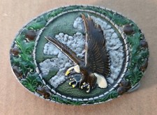 Vtg Enamel Bald Eagle In Flight Retro Belt Buckle Merica
