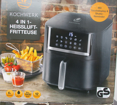 Kochwerk Digitale Heißluftfritteuse 6L ,4 in 1 Frittieren,Grillen,Backen,Dörren