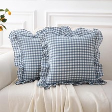 2 Pack Dust Blue White Plaid 18" x 18" Pack of 2 Dust Blue/White Plaid