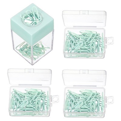 Magnetic Paper Clip Holder Dispenser, Green(168Pcs, 2 Color Clip)