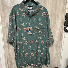 RSVLTS Star Wars Shirt Mens 4XL Green KUNUFLEX Boba Fett Button Up Short Sleeve
