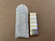Vintage COLIBRI Pocket Lighter SILVER GOLD Bands Stripes #13