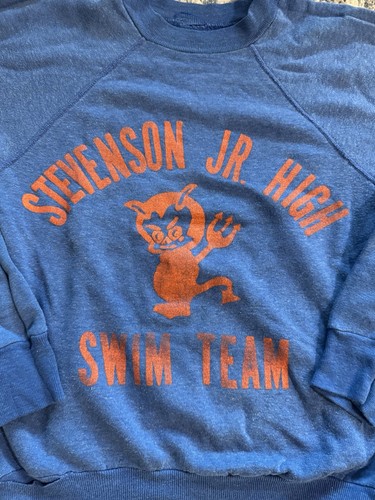 Vintage 70s Stevenson Jr. High Devils City Champs Sweatshirt Size Youth Large - Picture 2 of 8