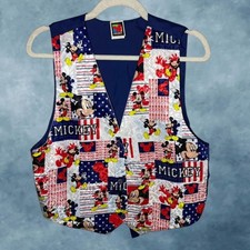 Vintage 1990's Mickey Unlimited Disney All Over Print Vest Made In Korea Retro