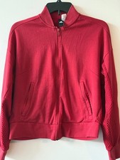 adidas Full Zip Women's S Red DX7932 Mesh Accent Hoodie Zip Up Jacket