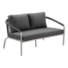 Pangea Home Chelsea Two Seater Modern Aluminum Sofa in Slate Gray