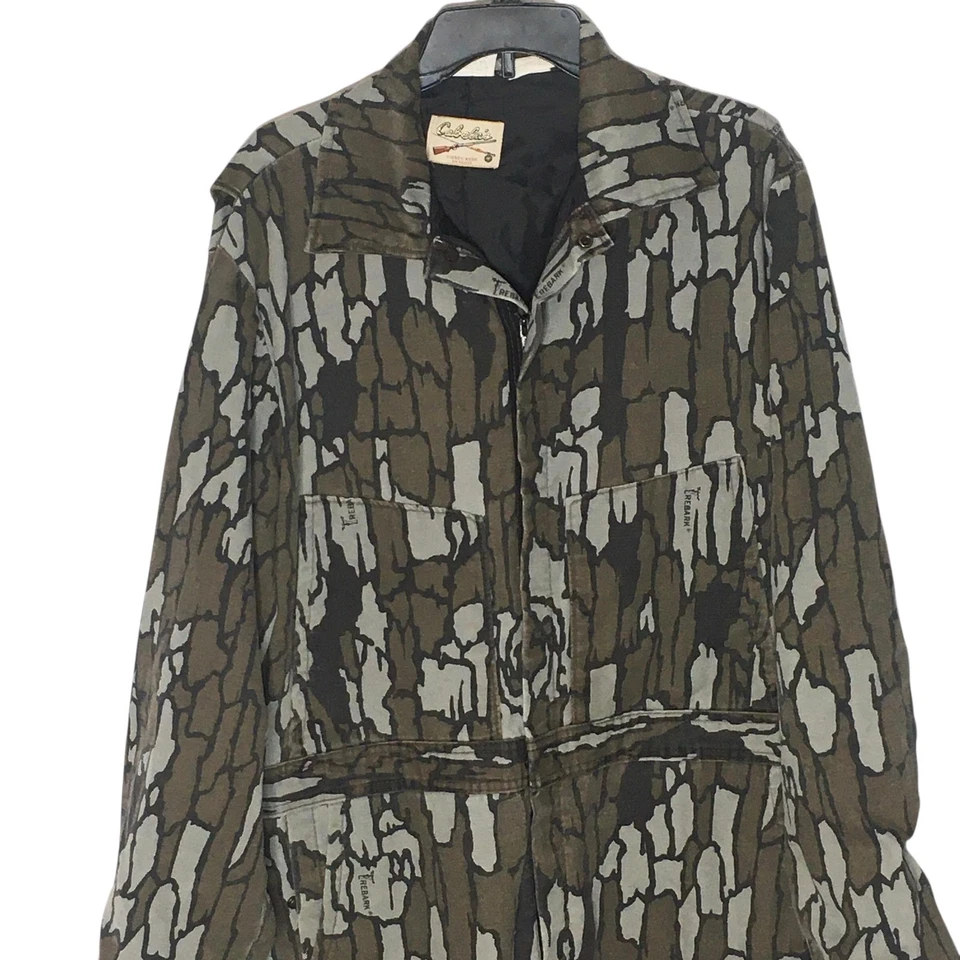 Vintage Cabela's Coveralls Mens Large Treebark Camo Hunting Overalls Zip 80s - Image 3 of 4