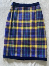 Vintage Escada Margaretha Ley 100 Wool Tartan Plaid Pencil Skirt - 2 Germany 38