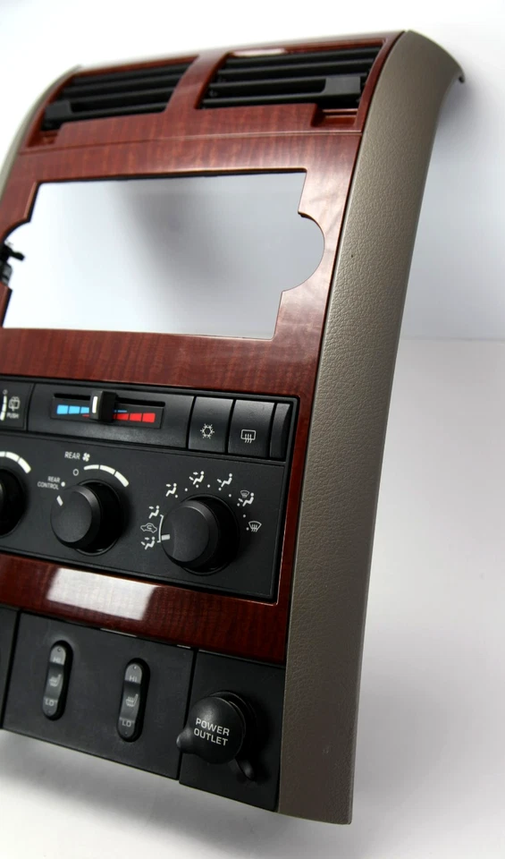 2004 - 2009 Dodge Durango OEM Woodgrain Climate Control Radio Bezel Trim - Image 3 of 4