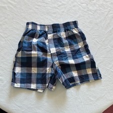 Fruit of the Loom Boys Plaid Cotton Boxer Shorts Blue White Size L