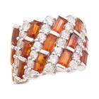 925 Sterling Silver Vintage Ring Rectangle Citrine & Round CZ Bands Sz 5 RG32227