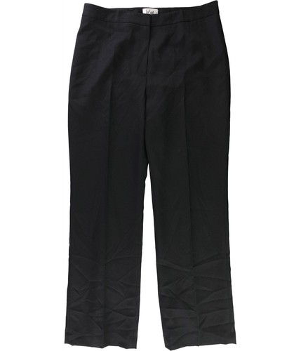 Le Suit Womens Flat Front Dress Pants, Black, Petite, 18
