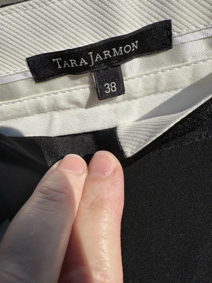 Pantalones para mujer Tara Jarmon negros talla US 4 (EUR 38) gancho con cremallera bolsillo frontal Foto 4 de 4