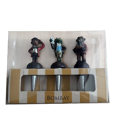 NEW Old Stock Bombay Company Set Of 3 Bottle Toppers Dog Frog Monkey Butler