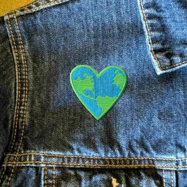 Blue-Green Earth Heart Ecology (3-Pack) Iron On Patch - Image 3 of 4
