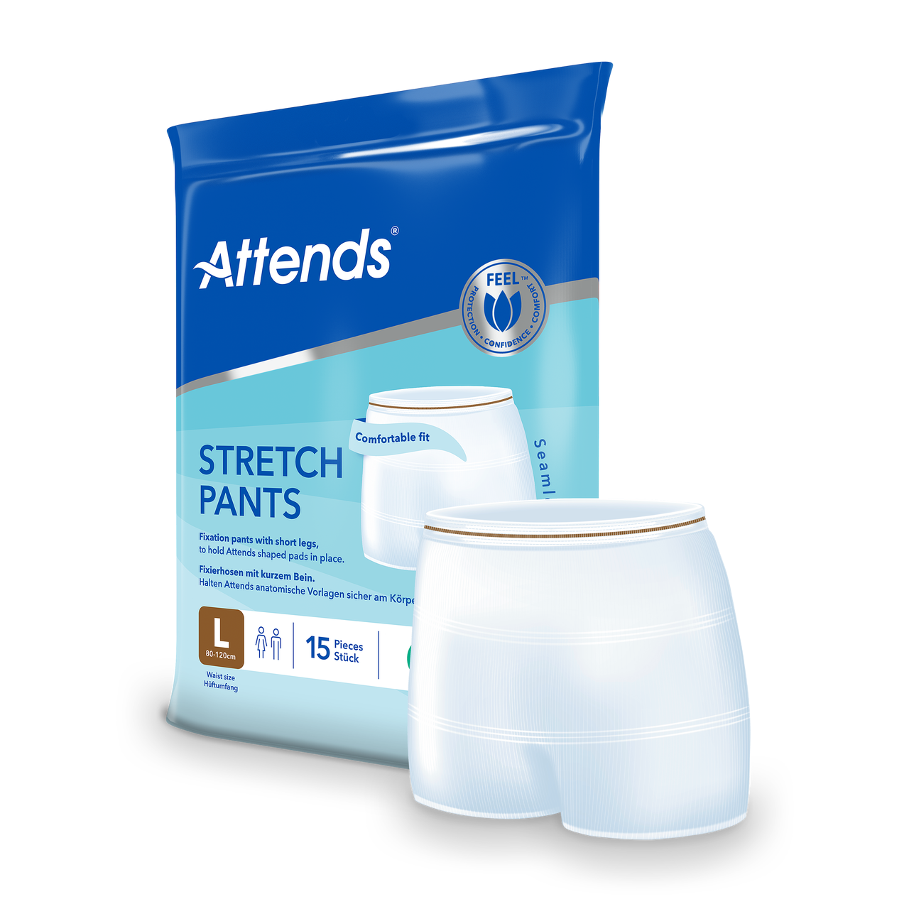 Attends Stretch Fixation Pants Large Reusable Washable Fix Pant Pack of 15