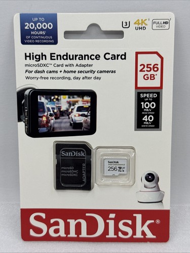Carte Micro SD 4KUHD SanDisk Haute Endurance 256 Go avec adaptateur sécurité