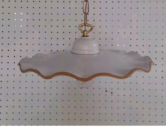 Ceramica Sarda per lampadario sospensione ricambio piatto bianco 26 cm luce E27 - Immagine 2 di 4