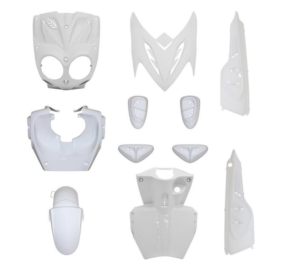 Carenage MBK Stunt 50 blanc - Kit carrosserie Yamaha Slider 50cc avec tampons de protection