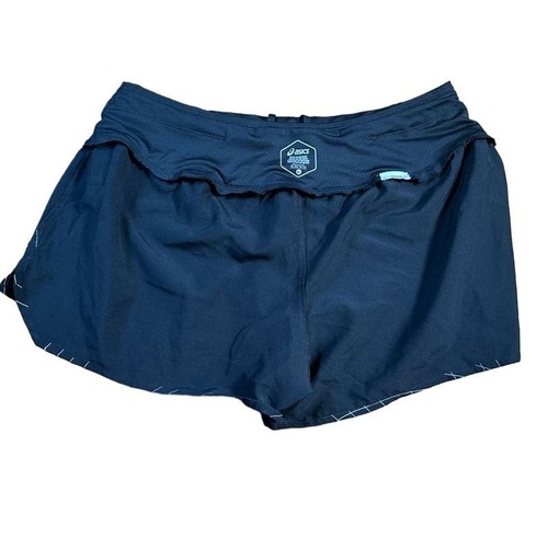 ASICS Women's Athletic Running Shorts Navy Blue Geometric Pattern XL no liner - Picture 5 of 5
