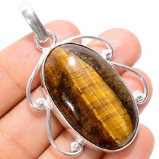 Trendy Natural Tiger Eye Gemstone Jewelry Protection Pendant 2" Birthday Gift