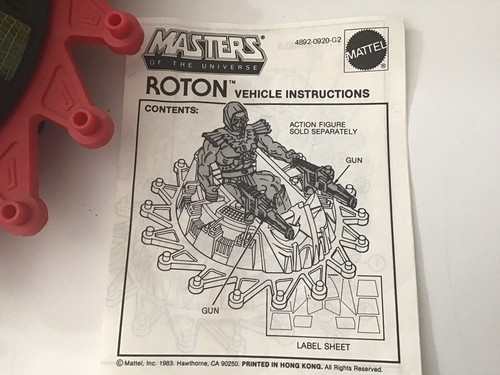 He-Man ROTON W/ INSTRUCTIONS 100% COMPLETE VINTAGE - Picture 4 of 9